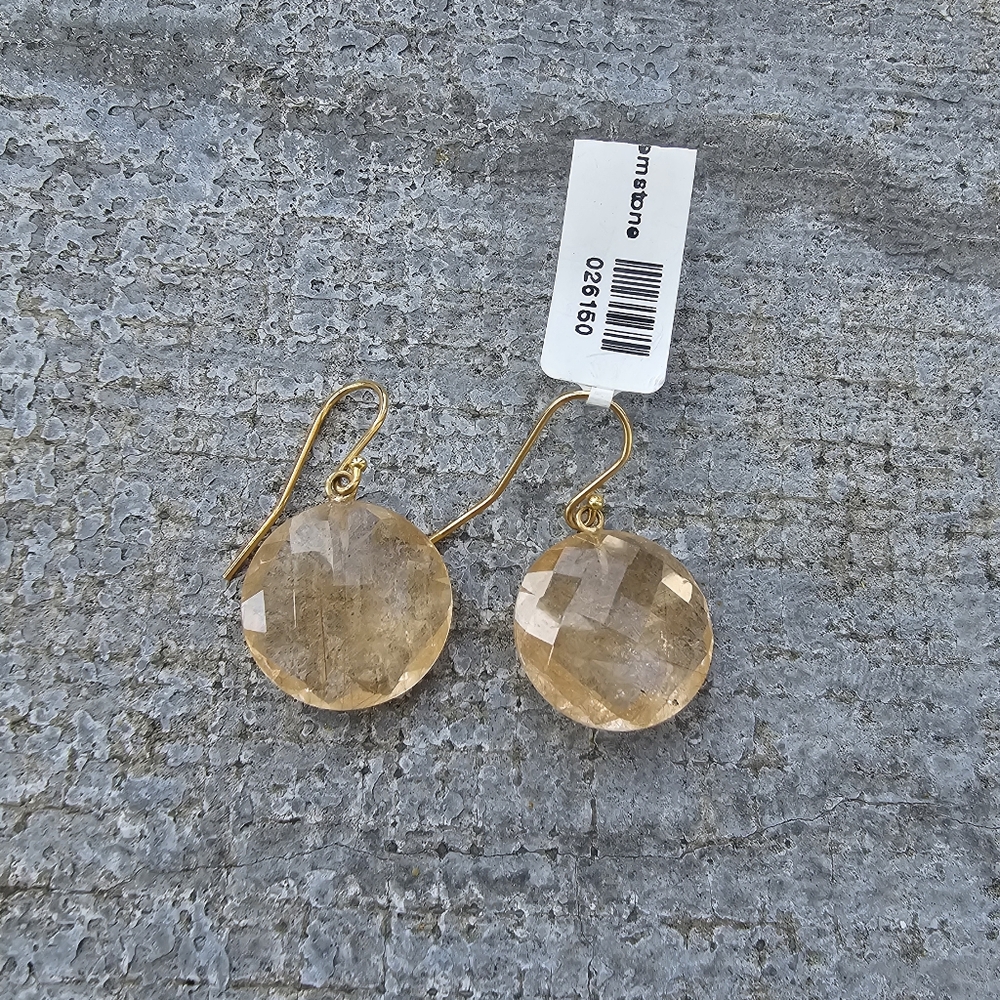 Elegant Rutilated Quartz And Solid 18k Yellow Gold Drop Earrings - Picture 4 of 12